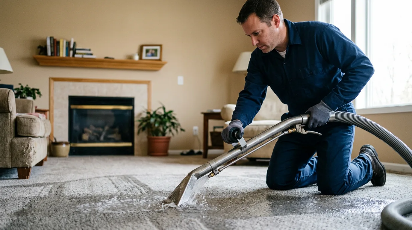 Water damage restoration technician working near Colgate, WI